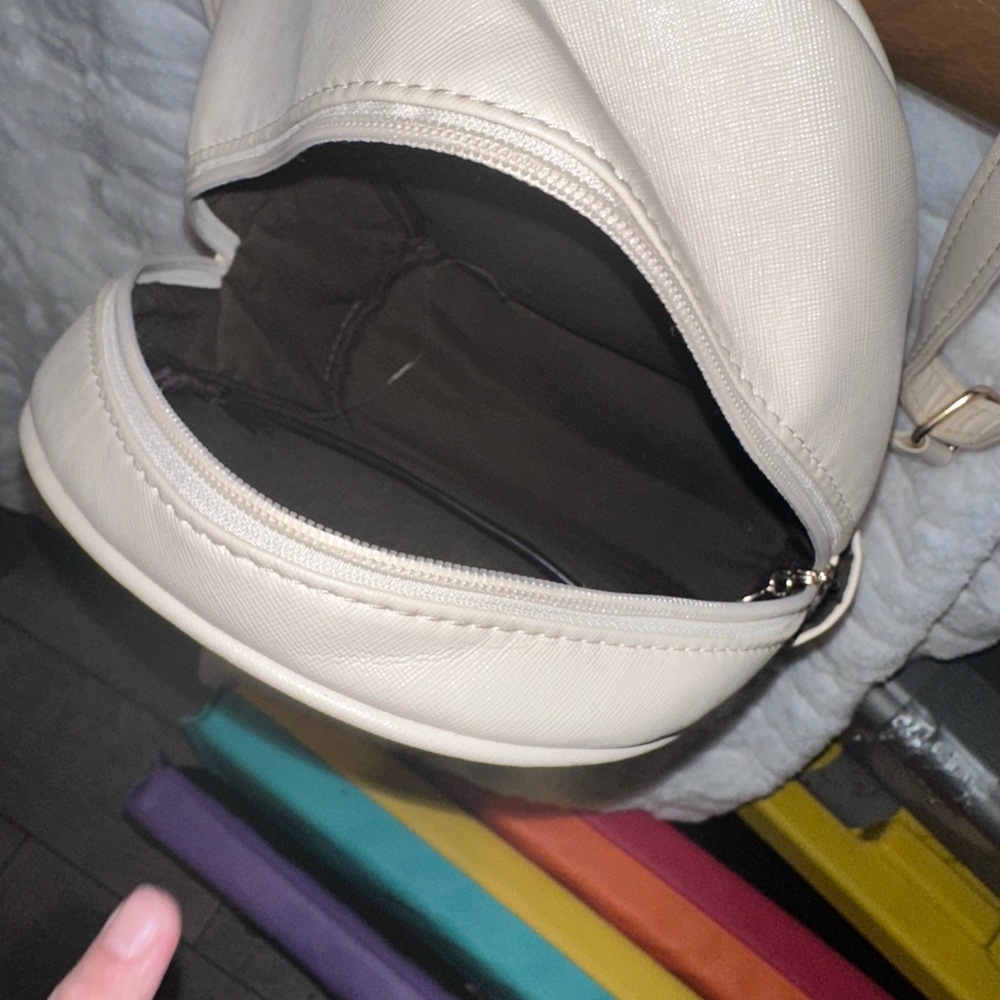 Source Unknown Cream Leather Backpack - image 5